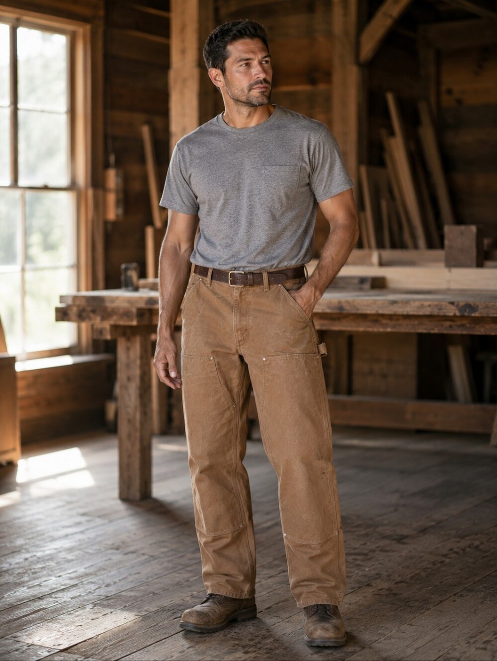 Carhartt B01 BRN USA Double Front Duck Work Pants 40x36 Loose Fit